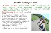 Newton törvények, erőkfizika.vipweb.hu/files/newton.pdf · 2014-09-24 · Newton törvények, erők Newton I. törvénye: Minden test megtartja nyugalmi állapotát, vagy egyenes
