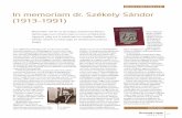 In memoriam dr. Székely Sándor (1913–1991) · gyászati osztály, szülészet-nő-gyógyászati osztály, mozgásszervi rehabilitációs osztály, belgyó-gyászati osztály,