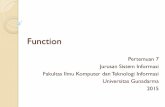 Function - Gunadarmaayu_ws.staff.gunadarma.ac.id/Downloads/files/42710/7.+Fungsi.pdf · Fungsi Standar Aritmatika Fungsi Standar ABS Memutlakkan suatu nilai yang ditunjukkan oleh