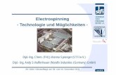 Electrospinning - Technologie und Möglichkeiten · • Electrospinning (einige Polymerlösungen bilden im elektr. Feld erst Fasern unter einem bestimmten RF – Wert aus) Die Bedeutung