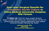 Four-year Surgical Results for Traumatic Aortic Injury in China … · 1. Disrupted intercostal arteries, azygos vein and IVC may mimic BTAI 2. TEVAR for BTAI is always a dilemma