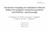 Deuterium trapping at irradiation‐induced defects in …dpc.nifs.ac.jp/dkato/MoD-PMI2019/presentation/I-22...Deuterium trapping at irradiation‐induced defects in tungsten studied