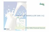PINAR SÜT MAMULLERİ SAN. A.Şyatirim.pinar.com.tr/UserFiles/Sunumlar/PinarSut-Yatirimci-Sunumu... · Organik Süt 100% Lider Zenginleştirilmiş Süt (Çocuk) 54% Lider Tereyağı