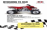 HYOSUNG TE 450 TE 450 - Typhoon · 2016-03-22 · Specifikationer Model Type Sport Engine Type Single-Cylinder Cylinders 1 Engine Stroke 4-Stroke Valve Configuration DOHC Displacement