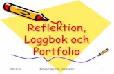 Reflektion, Loggbok och Portfolio · 2011-03-31 · Lärprocessen •Du formar din egen förståelse och ditt eget kunnande •Genom att Du prövar och reflekterar över gammal kunskap