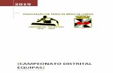 CAMPEONATO DISTRITAL EQUIPAS · ASSOCIAÇÃO DE TÉNIS DE MESA DE LISBOA CAMPEONATO DISTRITAL DE EQUIPAS – SENIORES MASCULINOS CALENDÁRIO DE JOGOS 2018 – 2019 SÉRIE A NO CLUBE