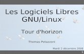 Les Logiciels Libres GNU/Linuxthomas.enix.org/pub/conf/enac2008/presentation.pdf2 Intervenant Thomas Petazzoni – ingénieur Linux embarqué à Free Electrons Développement et formation
