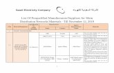 List Of Prequalified Manufacturers/Suppliers for Main of Prequalified... · 2019-11-13 · 1 Saudi Electricity Company ءابركلل ةيدعسلا ةكرشلا List Of Prequalified