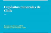 Depósitos minerales de...• Yacimientos óxidos de Fe (Cu-Au): Candelaria y Manto Verde y Punta del Cobre. • En la Zona central y Norte chico existen depósitos estratoligados
