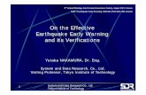 On the Effective Earthquake Early Warning and its ... · Function of UrEDAS (1985) is to estimate the magnitude and the location of detected earthquake in three seconds after initial