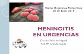 MENINGITIS EN URGENCIASareasaludbadajoz.com/images/stories/15._Meningitis.pdf · Focos parameníngeos: sinusitis, mastoiditis, otitis Reaparición de clínica de meningitis transcurridas