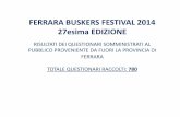 FERRARA BUSKERS FESTIVAL 2014 27esima EDIZIONE · 2017-07-06 · ferrara buskers festival 2014 27esima edizione risultati dei questionari somministrati al pubblico proveniente da
