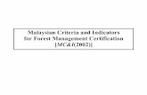 Malaysian Criteria and Indicators for Forest Management ... · Sabah, Sarawak and Peninsular Malaysia and the draft MC&I (2002) incorporating these Verifiers was further deliberated
