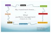 My investment thesis - money4retirement.ca · 2016-02-10 · Disclaimer everyone has different needs, strategies, objectives, risk tolerances, and portfolio management styles but