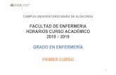 FACULTAD DE ENFERMERIA HORARIOS CURSO ACADÉMICO …enfalgeciras.uca.es/wp-content/uploads/2018/10/4...Organografía Microscópica Humana Troncal 20 + 2 h. examen 4 x3 4 x 4 Medio