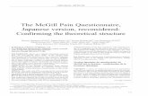 The McGill Pain Questionnaire, Japanese version, reconsidered: Confirming …downloads.hindawi.com/journals/prm/2001/718236.pdf · 2019-08-01 · Pain Res Manage Vol 6 No 4 Winter