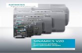 SINAMICS V20 - Siemens... · 2020-02-11 · • Controlador tecnológico (PID) para valores de processos (e.g. temperatura, pressão, nível, vazão) • Ajuste automático do PID