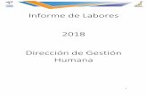 Informe de Labores 2018 Dirección de Gestión Humana · La Dirección de Gestión Humana es responsable de planear, organizar, desarrollar y controlar técnicas para promover el
