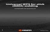 Universal WPS for stick (MMA) welding - Kemppi … · Dort können Sie Ihre WPS-Dokumente einsehen und die dazugehörigen WPQR Dokumente. Sie können das Universal WPS Paket für