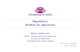 Algoritmos: An´alisis de algoritmos - QueGrande.orgquegrande.org/Apuntes/EI/2/Alg/Teoria/07-08/Tema_1_-_analisis.pdfAlgoritmos - An´alisis de algoritmos - 3 Objetivo: Predecir el