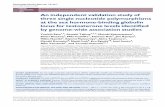 An independent validation study of...An independent validation study of three single nucleotide polymorphisms at the sex hormone-binding globulin locus for testosterone levels identiﬁed