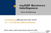 mySAP Business Intelligencekunden.customite.de/wissen-ist-was-wert/vortraege/forum... · 2007-03-01 · SAP AG 2003, Einführung in SAP BI, Oliver Hahn / 2 Agenda mySAP Business Intelligence