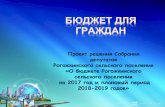 БЮДЖЕТ ДЛЯ ГРАЖДАН - rogojkinskoesp.ru · на 2017-2019 годы Бюджет 2016 года ... в 2016 году и на 2017 -2019 ...