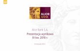 Alior Bank S.A.765bf222-46fb-4c53-a9a0...• Rekordowe przychody Banku (2 950 mln PLN) za trzy kwartały2018 r. - wzrost o 9% r./r. • Wynik odsetkowy za trzy kwartały 2018 r. na