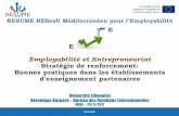 Employabilité et Entrepreneuriat Stratégie de renforcement ... · RESUME RESUME RESeaU Méditerranéen pour l’Employabilité Employabilité et Entrepreneuriat Stratégie de renforcement: