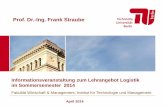 Prof. Dr.-Ing. Frank Straube · 2014-04-09 · –3 – Infoveranstaltung, April 2014 Prof. Dr.-Ing. Frank Straube Fachgebiet Logistik Definition und Ordnungsrahmen der Logistik Logistik