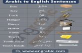 Arabic to English Sentences · Arabic to English Sentences Shampoo وْبُمْاشَ Bath Room مٌاَّحََ Water Closet ضٌاحَ òْمِ Soap نٌوُْباصَ Take Bath