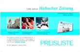 Oberbernbacher Weg 7 - Aichacher Zeitung · 2020-05-17 · PREISLISTE Oberbernbacher Weg 7 86551 Aichach Nr. 40 · gültig ab 1. Januar 2011 • Bestens informiert –jeden Tag MEIN
