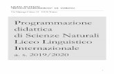 Programmazione didattica di Scienze Naturali Liceo Linguistico … · 2020-01-07 · Vulcanismo primario: eruzioni e forma dei vulcani Rischio vulcanico in Italia e sua prevenzione