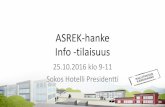 ASREK-hanke Info -tilaisuus · Miksi ASREK tarvitaan… • Asuntoihin on sitoutunut satoja miljardeja varallisuutta • Suomalaisilla on asuntolainaa 90 miljardia euroa • Osakehuoneistojen