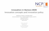 Innovation in Horizon 2020 - NCP Academy · 18/10/2016  · Innovation in Horizon 2020 Innovation concepts and innovation policy ... What are the major factors influencing the success