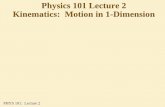 Physics 101 Lecture 2 Kinematics: Motion in 1 …PHYS 101: Lecture 2 The figure graphs the x component of the velocity of a car traveling in a straight line. During what intervals