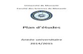 Plan d’étudesUniversité de Monastir Faculté des Sciences de Monastir Plan d’études Année universitaire 2014/2015