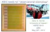 ASIC needs for “observational cosmology” · ASIC needs for “observational cosmology” Gary S. Varner University of Hawai’i . HEPIC 2013 . LBNL . May 30th, 2013