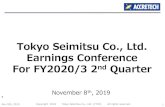Tokyo Seimitsu Co., Ltd Earnings Conference FY2020/3 1HTitle: Tokyo Seimitsu Co., Ltd Earnings Conference FY2020/3 1H Author: Tokyo Seimitsu Co., Ltd Created Date: 11/8/2019 4:09:26