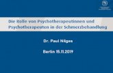 Dr. Paul Nilges Berlin 15.11 - LPK BW · Interdisziplinarität (Voraussetzung für DRGs) 8-918 Multimodale Schmerztherapie interdisziplinäre Behandlung unter Einbeziehung von mindestens