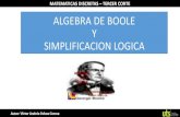 ALGEBRA DE BOOLE Y SIMPLIFICACION LOGICA · ALGEBRA DE BOOLE •Álgebra booleana ... proposicional. El Álgebra de Boole es el algebra de 2 valores. Normalmente tienen el valor “0”