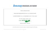 DECLARATION ENVIRONNEMENTALE et SANITAIRE CONFORME …€¦ · Knauf Insulation KI Fit 032 120 mm avec ECOSE Technology Décembre 2013 1 DECLARATION ENVIRONNEMENTALE et SANITAIRE