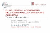 D.LGS. 231/2001: ADEMPIMENTI - odcec.torino.it Relaz... · 13 Convegno "D.Lgs. 231/2001: Adempimenti nell’ambito della compliance aziendale ”Torino, 1 dicembre 2011 ... risparmio