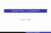 Number Theory - an introduction - NYU Couranttschinke/teaching/Fall05/intro.pdf · 2-adic numbers Number Theory - an introduction. Spectral sequence Number Theory - an introduction.