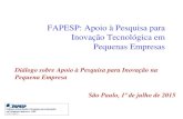 FAPESP: Apoio à Pesquisa para Inovação …FAPESP: Apoio à Pesquisa para Inovação Tecnológica em Pequenas Empresas Diálogo sobre Apoio à Pesquisa para Inovação na Pequena