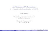 Architettura dell'Informazione - 6. - Protocolli a livello ...pages.di.unipi.it/milazzo/teaching/AA1516-MasterT... · architettura TCP/IP(qui confrontata con il modello OSI): VII