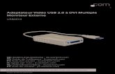 Adaptateur Vidéo USB 2.0 à DVI Multiple Moniteur Externe · 1 x DVI-I femelle Signal Vidéo DVI-D (numérique seulement) Longueur du câble Câble USB 35cm (13.8”) Chipset DisplayLink
