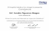 El Hospital Médica Sur otorga la presente Constancia · 2017-12-05 · Enf. Sandra Figueroa Magos “Primer Encuentro de Enfermería en Urgencias Obstétricas” celebrado en el