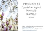 Introduktion till Specialiseringen i Molekylär bioteknik · 2019-02-27 · Introduktion till Specialiseringen i Molekylär bioteknik 2019.02.26 Magnus Carlquist, Avdelningenför