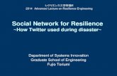 ~How Twitter used during disaster~syrinx.q.t.u-tokyo.ac.jp/tori/lecture/2015/Resilience...Social Network for Resilience ~How Twitter used during disaster~ Department of Systems Innovation